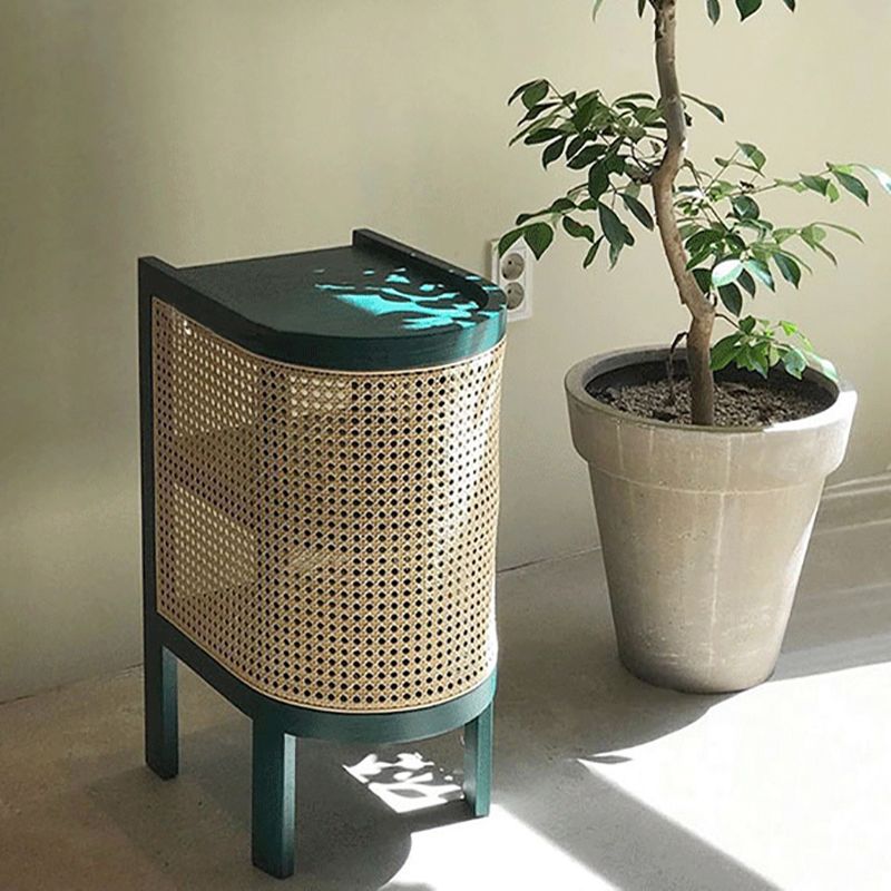 Mesa de noche de madera sólida de cama de cama moderna con estante inferior, 24.4 "de alto