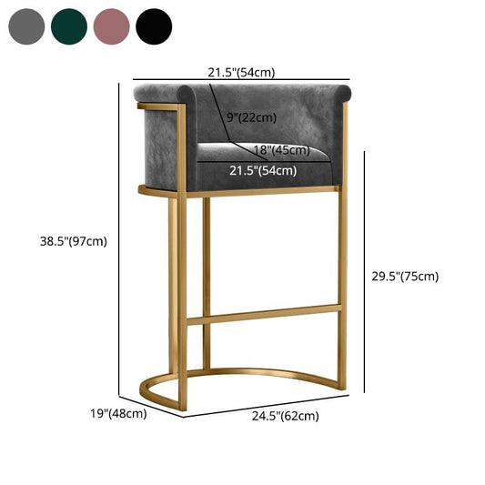 Contemporary Velvet Buckets Bar Stool Indoor Low Back Counter Stool with Iron Legs Clearhalo 'Bar Furniture' 'Bar Stools' 'bar_stools' 'furn' 'furn_bar_stools' 'furniture_bar_stools' 'Kitchen & Dining Furniture' 'kitchen&dining_furn' 'kitchen' 'kitchen_furn' Furniture' 1200x1200_58c9709d-81e7-4e1b-a623-dcc51e55aaee