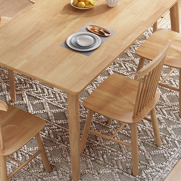 Rectangle 4 jambes Table moderne Couleur de bois clair Tableau fixe du bois massif en bois de chêne