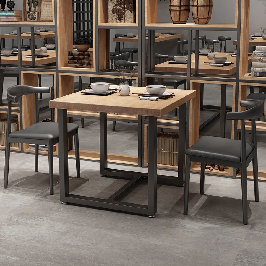 Industrial Style Solid Wood Dining Table Brown Square Table with Trestle Base for Dinning Room Clearhalo ' dining_table' 'Dining Tables & Seating' 'Dining Tables' 'furn' 'furn_dining_table' 'Furniture' 'furniture_dining_table' 'Kitchen & Dining Furniture' 'kitchen&dining_furn' 'kitchen' 'kitchen_dining_table' 1200x1200_58cbc894-e7db-4bba-a9d2-e995bb4b941e