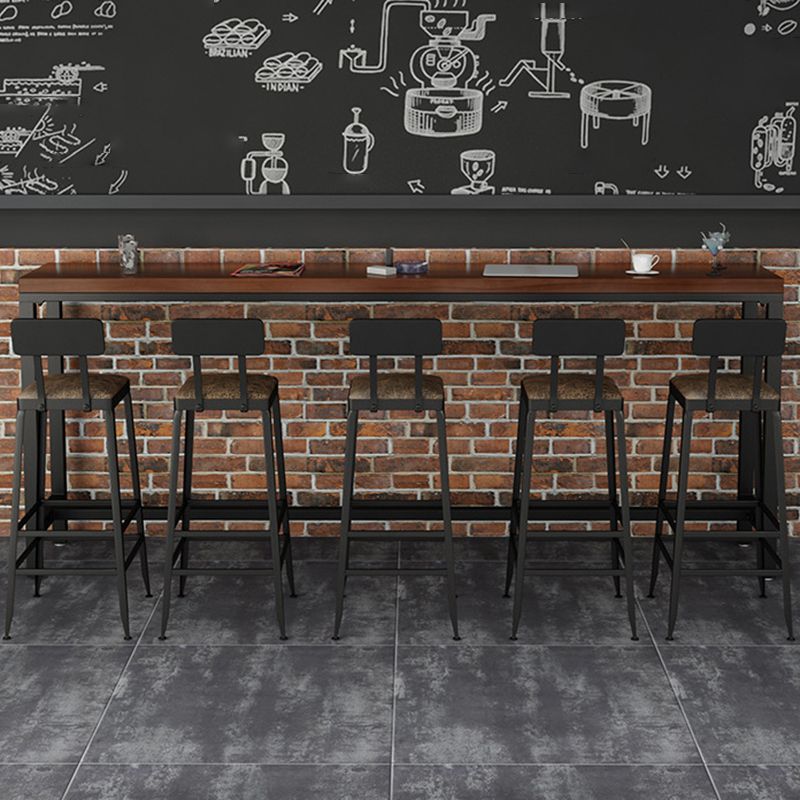 Industrial Rectangle Bar Table Solid Wood Bar Dining Table with Trestle Base Clearhalo 'Bar Furniture' 'Bar Tables' 'bar_tables' 'furn' 'furn_bar_tables' 'Furniture' 'Kitchen & Dining Furniture' 1200x1200_58cc3371-c907-440b-9b89-6dccc978079d