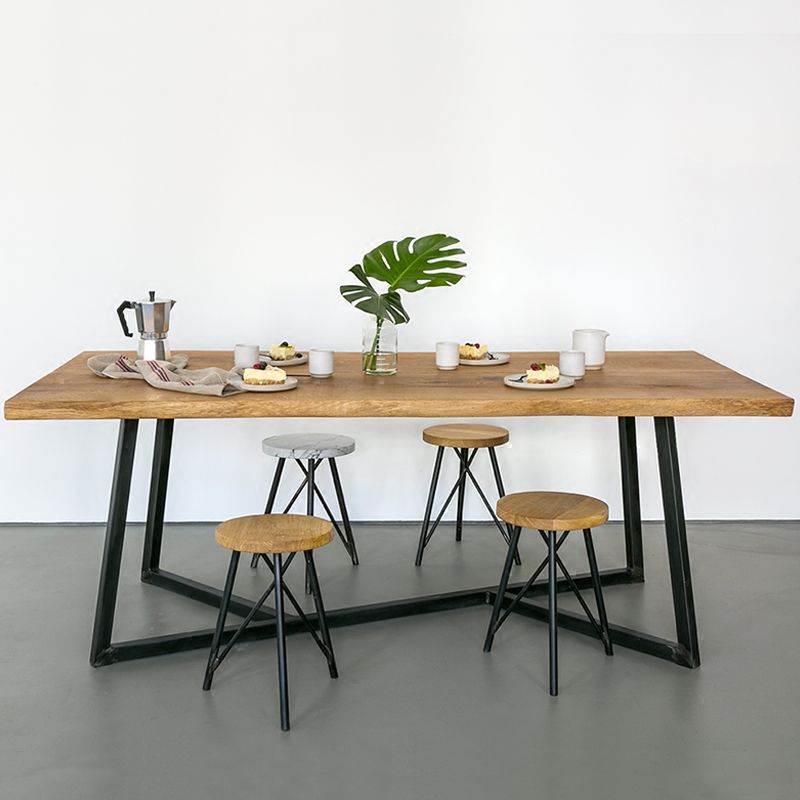 Industrial Solid Wood Table for Restaurant Rectangle Dining Table with Trestle Base Clearhalo 'Dining Tables & Seating' 'Dining Tables' 'dining_table' 'furn' 'furn_dining_table' 'Furniture' 'furniture_dining_table' 'Kitchen & Dining Furniture' 1200x1200_58cce257-f0b0-41a1-9cac-ad5f036a1219