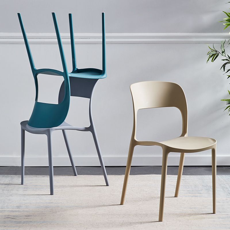 Plastic Stackable Dining Side Chairs Open Back Armless Dining Chair (Set of 4) Clearhalo ' kitchen&dining_furn' 'Dining Chairs' 'Dining Tables & Seating' 'dining_chair' 'furn' 'furn_dining_chair' 'Furniture' 'furniture_dining_chair' 'Kitchen & Dining Furniture' 'kitchen' 1200x1200_58d1735c-c0d6-4819-bc33-7b906890ba78