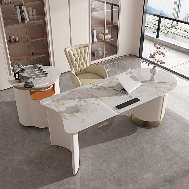 Stone en metalen schrijfbureau met laden Office Desk Wit voor kantoor