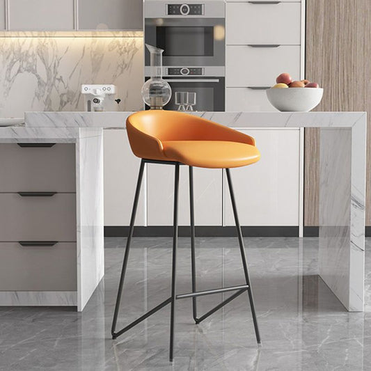 Moderne Rückenlehne Armless Counter Stool Iron Barhocker mit Lederkissen