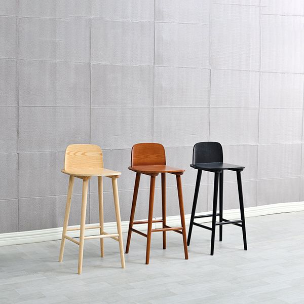 Modern Rubberwood Bar Stool Low Back Counter Height Bar Stool