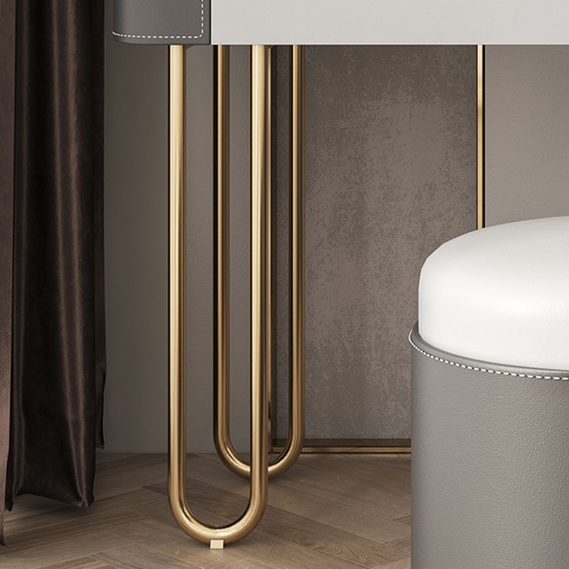 Glam Holz Make-up Eitelkeit 4 Schubladen Schiefer Top-Schminktischhocker Set