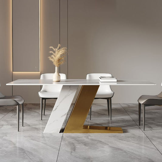 グラムダイニングテーブルセット1/4/5/7 PCSウィングバックチェア付きの長方形ダイニングテーブル