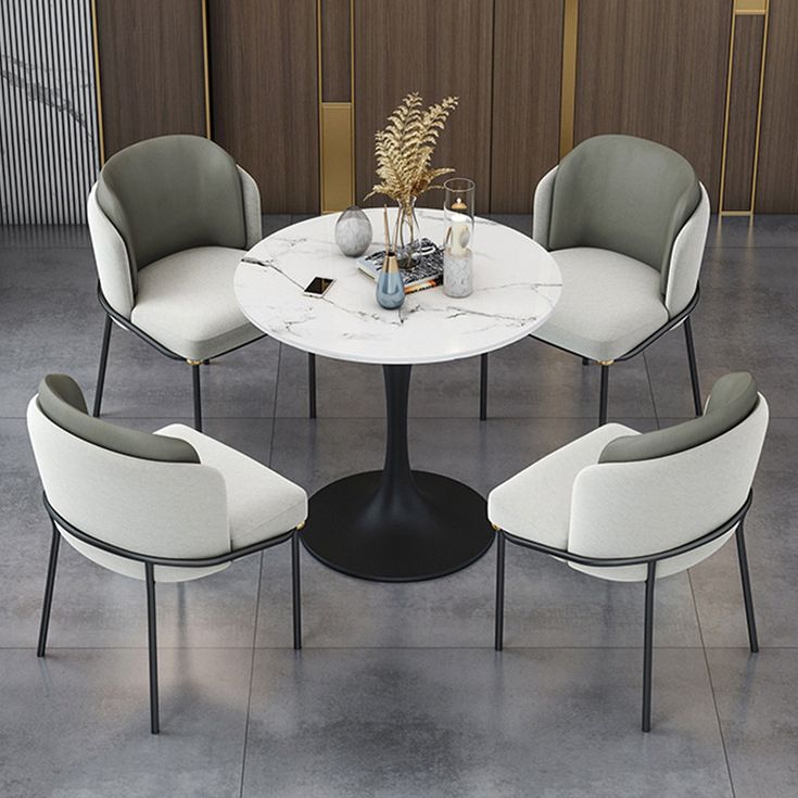 Round Black Base Dining Table Modern Stone Table for Milk Tea Shop Clearhalo 'Dining Tables & Seating' 'Dining Tables' 'dining_table' 'furn' 'furn_dining_table' 'Furniture' 'Kitchen & Dining Furniture' 1200x1200_58d89657-1286-48a2-aa1d-ec472faaf8b1