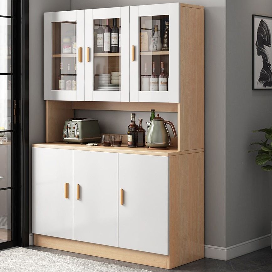 Glass Door Artificial Wood Sideboard Modern Server Cabinet with Storage for Dining Room Clearhalo 'buffet_sideboard' 'Buffets & Sideboards' 'furn' 'furn_buffet_sideboard' 'Furniture' 'Kitchen & Dining Furniture' 1200x1200_58dc49d7-d792-4471-96a8-38e1588048cf