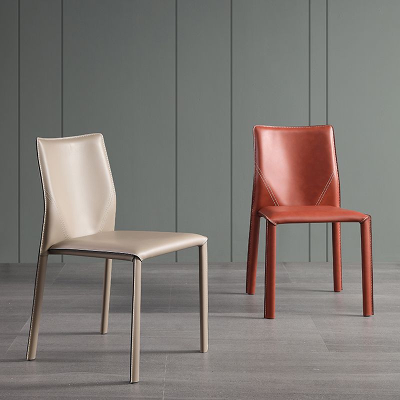 Faux Leather Kitchen Dining Chairs Armless Chairs with Metal Base Clearhalo 'Dining Chairs' 'Dining Tables & Seating' 'dining_chair' 'furn' 'furn_dining_chair' 'Furniture' 'Kitchen & Dining Furniture' 1200x1200_58ddaf84-9577-440c-bc9c-09d35fc041a1