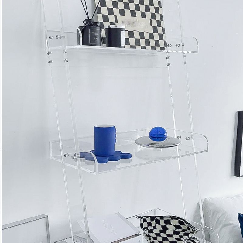 Contemporary Open Back Ladder Bookshelf Acrylic Bookcase with Shelves Clearhalo 'Bookcases' 'furn' 'furn_bookcases' 'Furniture' 'Office Furniture' 1200x1200_58e02fb0-8318-4308-9ec6-e65ef9a82915