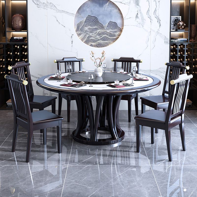 Round Dining Table with Wooden Pedestal Tradition Dinette Table for Home Clearhalo 'Dining Tables & Seating' 'Dining Tables' 'dining_table' 'furn' 'furn_dining_table' 'Furniture' 'Kitchen & Dining Furniture' 1200x1200_58e03ab3-e4be-404b-b920-d325a20a3e4e