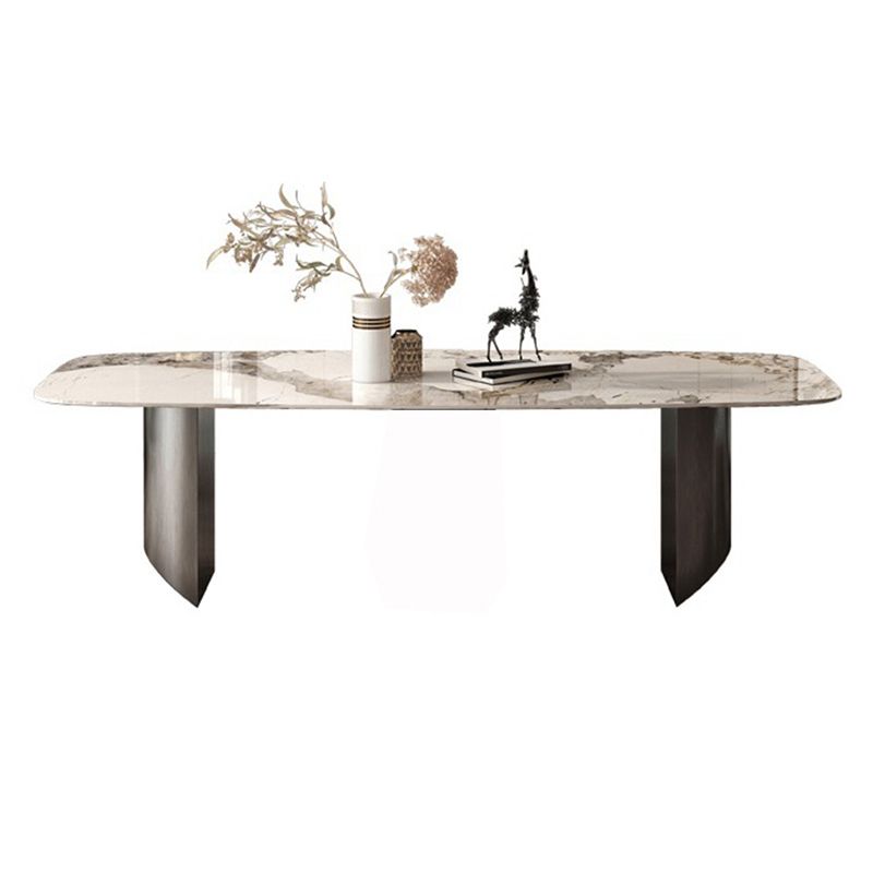 Mesa de comedor rectangular industrial Mesa de piedra sinterizada con patas de metal