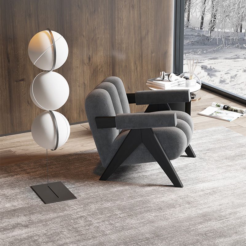 Wood Frame Accent ArmChair Sewn Pillow Back Sled Chair in Gray Clearhalo 'Accent Chairs' 'accent_chairs' 'Chairs & Seating' 'furn' 'furn_accent_chairs' 'Furniture' 'Living Room Furniture' 1200x1200_58e1635d-d751-4e8f-9fa4-b8c16e2e7b68