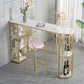 Marble Indoor Glam Bar Dining Table Gold Iron Double Pedestal Bistro Table with Shelve Clearhalo 'Bar Furniture' 'Bar Tables' 'bar_tables' 'furn' 'furn_bar_tables' 'Furniture' 'furniture_bar_tables' 'Kitchen & Dining Furniture' 'kitchen&dining_furn' 'kitchen' 1200x1200_58e1d715-fcd1-4d55-a755-7332c262afee