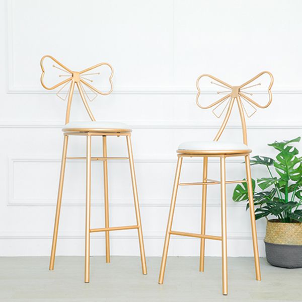 Glam Armless Backrest Counter Stool Iron Dessert Shop Bar Stool with Cushion and Pedal Clearhalo 'Bar Furniture' 'Bar Stools' 'bar_stools' 'furn' 'furn_bar_stools' 'Furniture' 'furniture_bar_stools' 'Kitchen & Dining Furniture' 1200x1200_58e1d8e1-c18d-4a58-ad2e-a045f5d76a2f