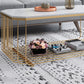 Gold Metal Frame Coffee Table Luxurious Cocktail Table with Shelf Clearhalo 'Coffee & Accent Tables' 'Coffee Tables' 'coffee_tables' 'furn' 'furn_coffee_tables' 'Furniture' 'Living Room Furniture' 1200x1200_58e38c45-8293-4a3d-8757-cf8b5d42fc6a