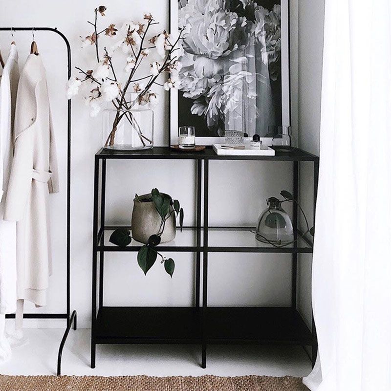 Table de mesa de sofá de la consola de hierro moderna con estantes para el salón