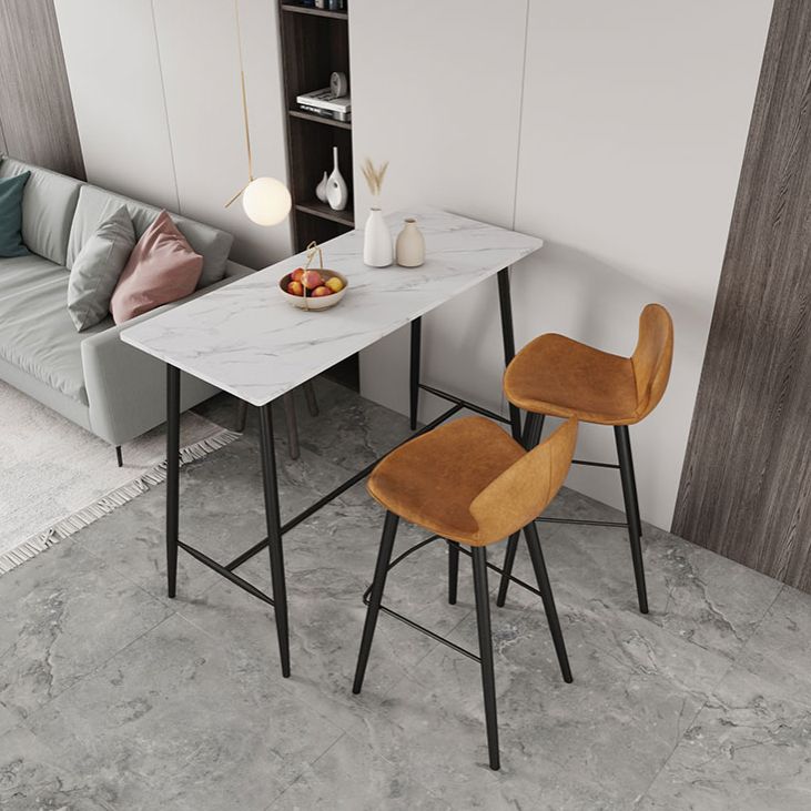 Industrial Black Metal Bar Table Rectangle Top 41.3"H Bistro Table with Footrest Clearhalo 'Bar Furniture' 'Bar Tables' 'bar_tables' 'furn' 'furn_bar_tables' 'Furniture' 'furniture_bar_tables' 'Kitchen & Dining Furniture' 1200x1200_58e52bb9-eb96-43b8-acfb-74f6917957b2