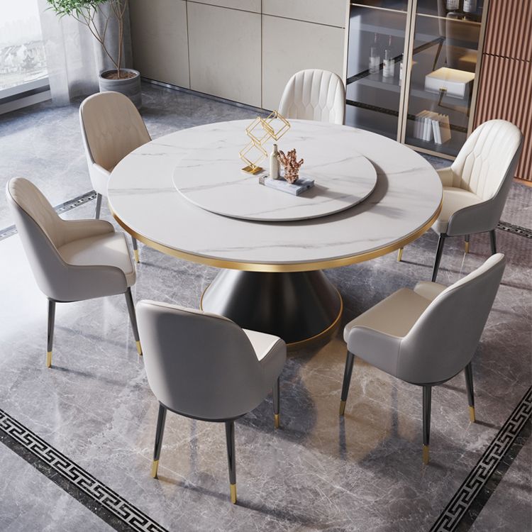 Contemporary Sintered Stone Dining Table Round Table with Metallic Base Clearhalo ' dining_table' 'Dining Tables & Seating' 'Dining Tables' 'furn' 'furn_dining_table' 'Furniture' 'furniture_dining_table' 'Kitchen & Dining Furniture' 'kitchen&dining_furn' 'kitchen' 'kitchen_dining_table' 1200x1200_58e78da4-ce4e-4651-82be-25bfc57d8e5d