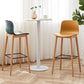 Nordic Backrest Armless Counter Stool Wooden Cafe Bar Stool with Plastic Cushion