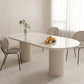 Modern Double Pedestal Dining Table Stone Dinner Table in White