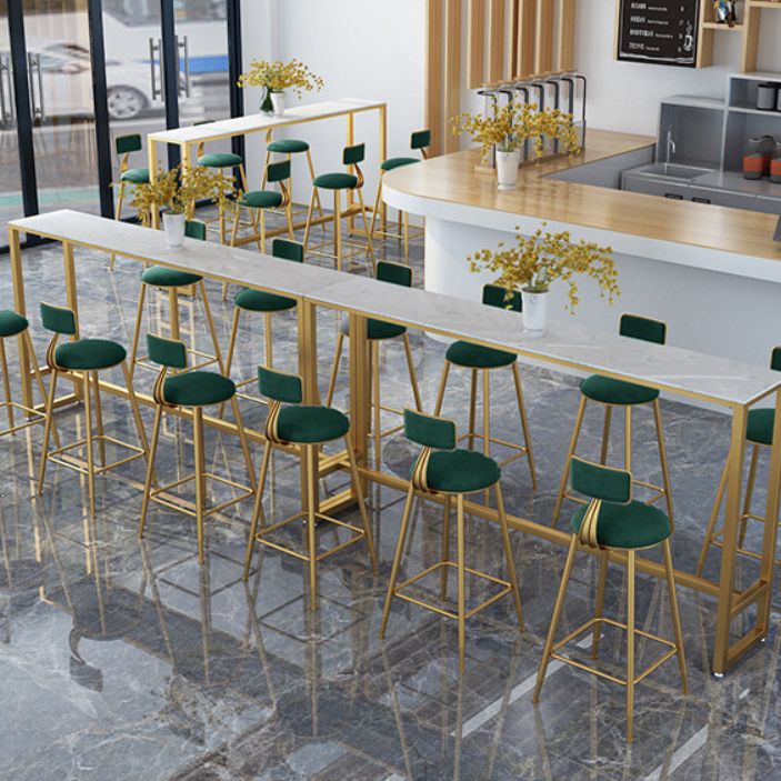 Stone Bar Dining Table Glam Rectangle Bar Table with Trestle Pedestal for Milk Tea Shop Clearhalo 'Bar Furniture' 'Bar Tables' 'bar_tables' 'furn' 'furn_bar_tables' 'Furniture' 'furniture_bar_tables' 'Kitchen & Dining Furniture' 1200x1200_58eac756-7270-499b-ac8c-5e8f99ef4c25