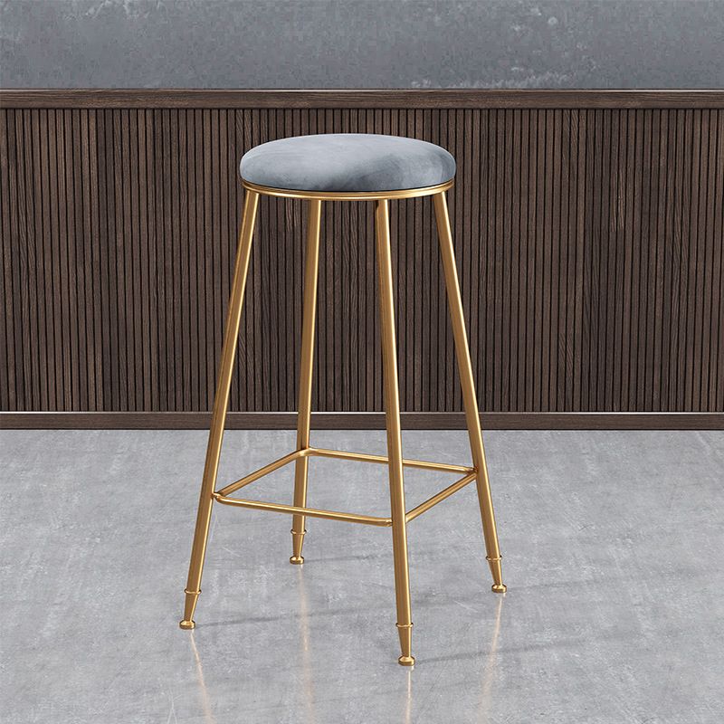 Contemporary Bar Stool Round Seat Barstool with Footrest and Metal Base Clearhalo 'Bar Furniture' 'Bar Stools' 'bar_stools' 'furn' 'furn_bar_stools' 'Furniture' 'Kitchen & Dining Furniture' 1200x1200_58ecd245-c520-4732-909d-74553621645c