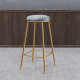 Contemporary Bar Stool Round Seat Barstool with Footrest and Metal Base