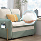 33"H Glam Futon Sofa Bed Futon White Cushion Back Sleeper Sofa with Storage