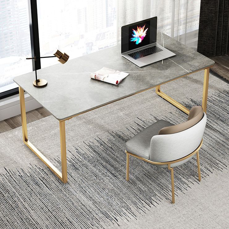 Glam Rectangular Writing Desk Home Stone Office Desk with Metal Legs Clearhalo 'furn' 'furn_office_desk' 'Furniture' 'Office Desks' 'Office Furniture' 'office_desk' 1200x1200_58ee28ef-993f-4197-8550-fd83b174d4b9
