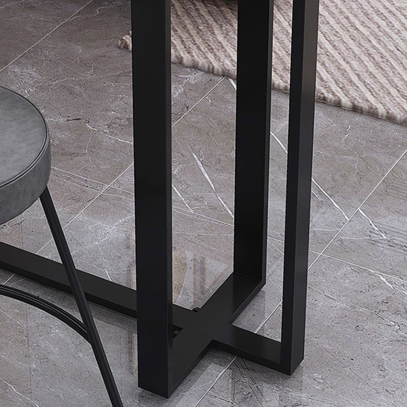 Industrial Black Iron Bar Dining Table Stone Top Indoor Bistro Table with Footrest Clearhalo 'Bar Furniture' 'Bar Tables' 'bar_tables' 'furn' 'furn_bar_tables' 'Furniture' 'furniture_bar_tables' 'Kitchen & Dining Furniture' 1200x1200_58ee69ef-3fae-40de-8e11-5189593c3b33