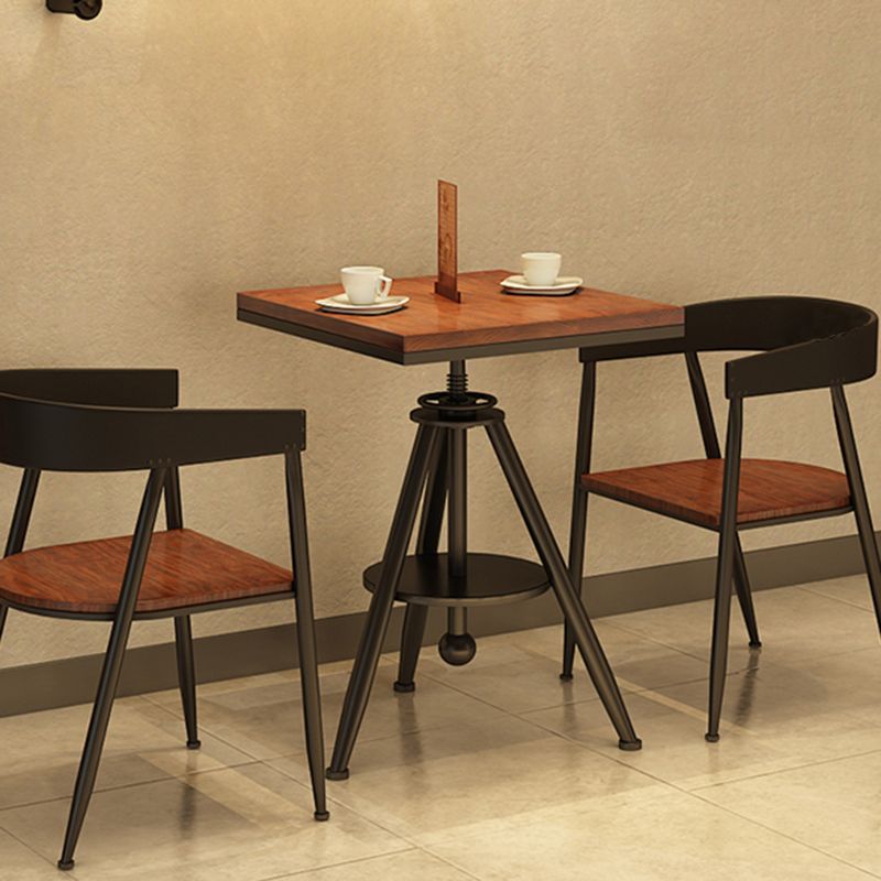 Solid Wood Industrial Dining Table Adjustable Square Table with Black Frame for Dinning Room Clearhalo ' dining_table' 'Dining Tables & Seating' 'Dining Tables' 'furn' 'furn_dining_table' 'Furniture' 'furniture_dining_table' 'Kitchen & Dining Furniture' 'kitchen&dining_furn' 'kitchen' 'kitchen_dining_table' 1200x1200_58f015d5-60dc-4318-9581-5a4d82deaf69