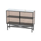 Modern Black Iron Sideboard Glass Door Dining Server with Stone Countertop for Living Room Clearhalo 'buffet_sideboard' 'Buffets & Sideboards' 'furn' 'furn_buffet_sideboard' 'Furniture' 'Kitchen & Dining Furniture' 1200x1200_58f1d3b0-3103-4739-9faf-04b60317e9c7