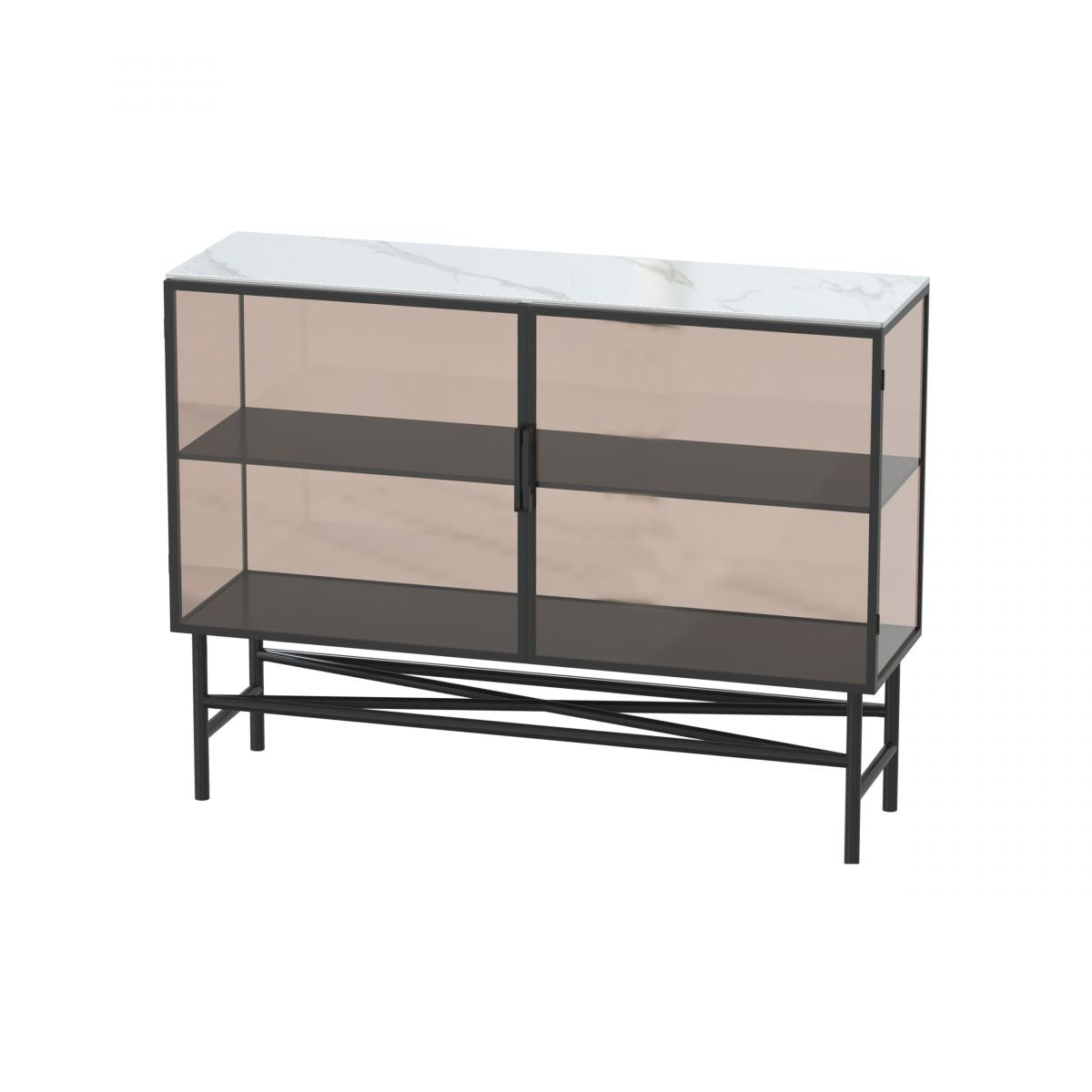 Modern Black Iron Sideboard Glass Door Dining Server with Stone Countertop for Living Room Clearhalo 'buffet_sideboard' 'Buffets & Sideboards' 'furn' 'furn_buffet_sideboard' 'Furniture' 'Kitchen & Dining Furniture' 1200x1200_58f1d3b0-3103-4739-9faf-04b60317e9c7