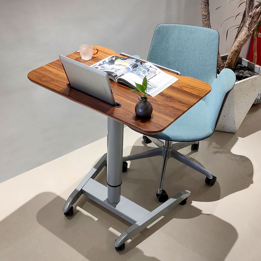 Escritorio de oficina rectangular ajustable de altura escritorio de escritura de madera con ruedas colchas