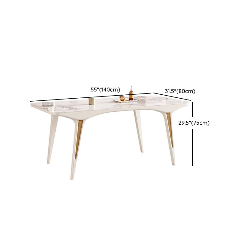 Contemporary White Rectangular Stone Dining Table for Dining Room Clearhalo 'Dining Tables & Seating' 'Dining Tables' 'dining_table' 'furn' 'furn_dining_table' 'Furniture' 'Kitchen & Dining Furniture' 1200x1200_58f1eda6-a4e3-4b2d-b3ef-4c7ffb3a4b72