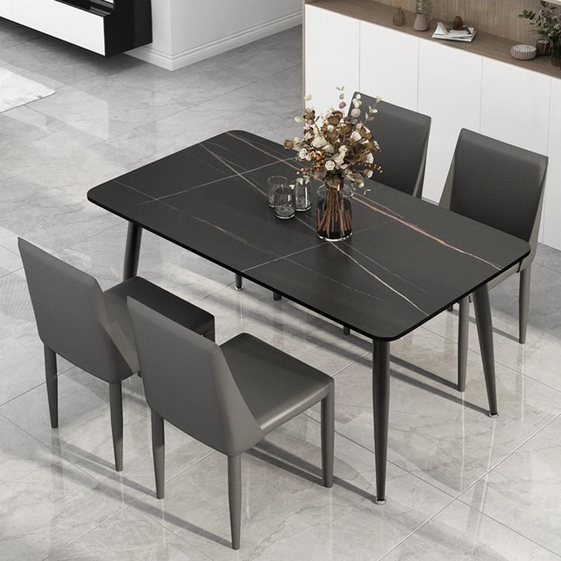 Modern Rectangle Stone Table Standard Height Dining Table with 4 Legs