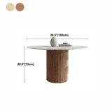 Contemporary Stone Dining Table Round Dining Table with Wood Pedestal Base Clearhalo 'Dining Tables & Seating' 'Dining Tables' 'dining_table' 'furn' 'furn_dining_table' 'Furniture' 'furniture_dining_table' 'Kitchen & Dining Furniture' 'kitchen' 'kitchen_dining_table' 1200x1200_58f5686f-f7a8-4a53-acc2-62a66fd34193
