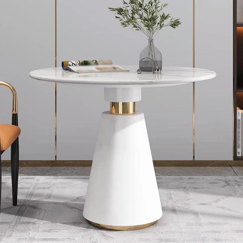Metalen traditionele luxe ronde tafel voor eetkamer Stenen tafel met voetstuk