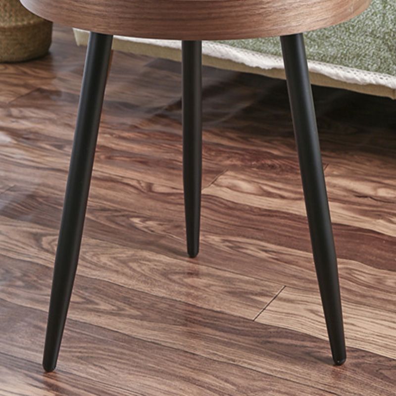 Modern Style Round 3 Legs Side Table Set in Black with Storage