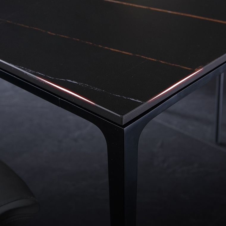 Simplicity Rectangle Dining Room Table Sintered Stone Table with 4 Black Legs Clearhalo ' dining_table' 'Dining Tables & Seating' 'Dining Tables' 'furn' 'furn_dining_table' 'Furniture' 'furniture_dining_table' 'Kitchen & Dining Furniture' 'kitchen&dining_furn' 'kitchen' 'kitchen_dining_table' 1200x1200_58faffa7-6ce1-4810-b5fc-c593df6ce61c