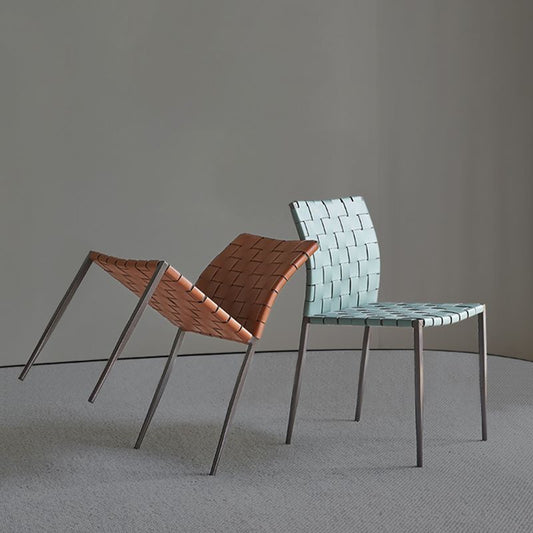 Faux Leather Kitchen Dining Chairs Armless Dining Chairs with Metal Legs