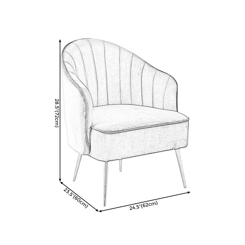 24.4"W Velvet Sloped Arms Barrel Chair with Basic Four Legs and Sewn Pillow Back Clearhalo 'Accent Chairs' 'accent_chairs' 'Chairs & Seating' 'furn' 'furn_accent_chairs' 'Furniture' 'Living Room Furniture' 1200x1200_58fb74ec-0bcc-49f3-9e2a-563fad89953b