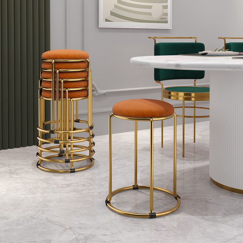 Tela otomana contemporánea marco de metal tapizado otomano redondo