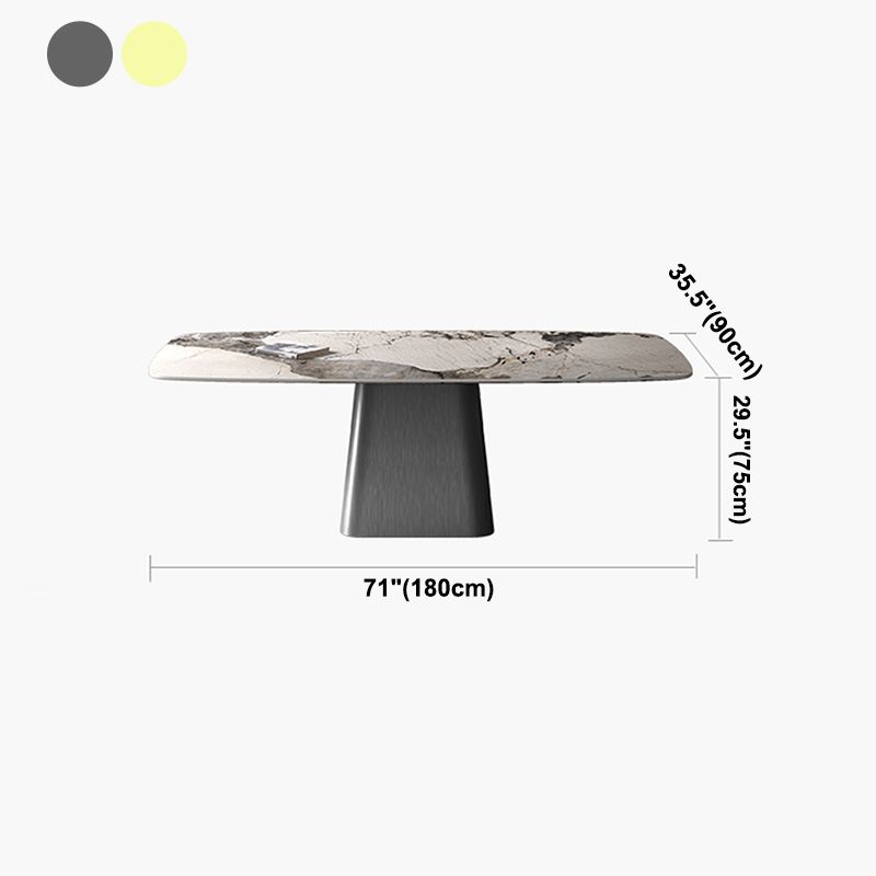 Metal Traditional Luxury Rectangle Table High Gloss White Sintered Stone Table with Pedestal Base Clearhalo ' dining_table' 'Dining Tables & Seating' 'Dining Tables' 'furn' 'furn_dining_table' 'Furniture' 'furniture_dining_table' 'Kitchen & Dining Furniture' 'kitchen&dining_furn' 'kitchen' 'kitchen_dining_table' 1200x1200_58fd1ac6-5ca4-4262-8112-c4dc498f32e6