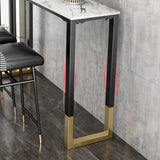 Glam Style Bar Tabel 42-inch Hoogte Stone Top Bistro Tafel met gouden voetstuk