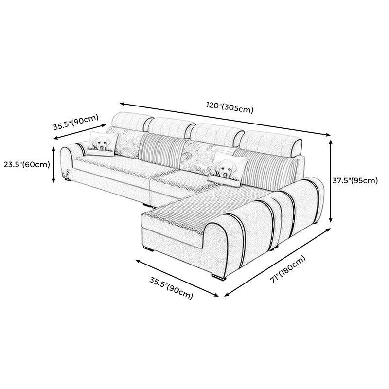120.08"L x 70.87"W x 37.4"H Farmhouse Fabric Cushion Back Sectionals with Pillows Clearhalo 'furn' 'furn_sectionals' 'Furniture' 'furniture_sectionals' 'kitchen' 'kitchen_sectionals' 'Living Room Furniture' 'Sectionals' 1200x1200_58fd9437-2937-4850-acb8-6a72d3960d0f