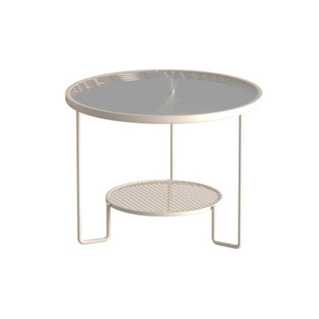Tavolino contemporaneo nidificazione set con top in vetro rotondo e base di ferro